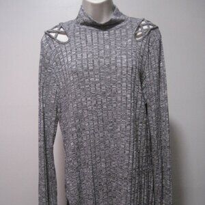 Zac & Rachel Silver Lightweight Turtleneck Sweater w/ Lace Detail Women's Size L